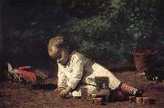 Thomas Eakins The Baby play on the floor oil on canvas